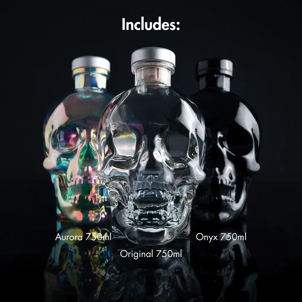 Crystal Head Ultimate vodka set 3x75cl met barware agave