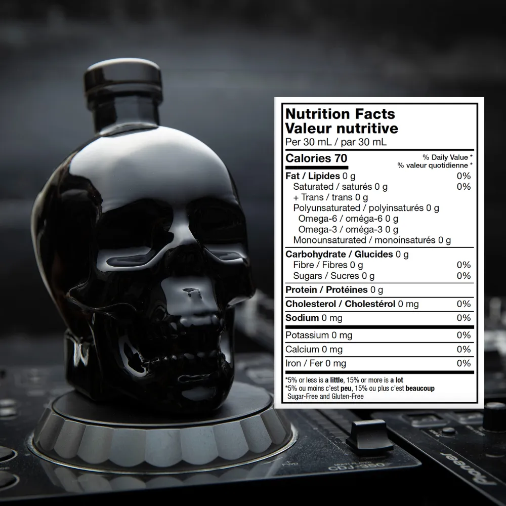 Crystal Head Onyx wodka 750 ml agave met 6 glaasjes zwart