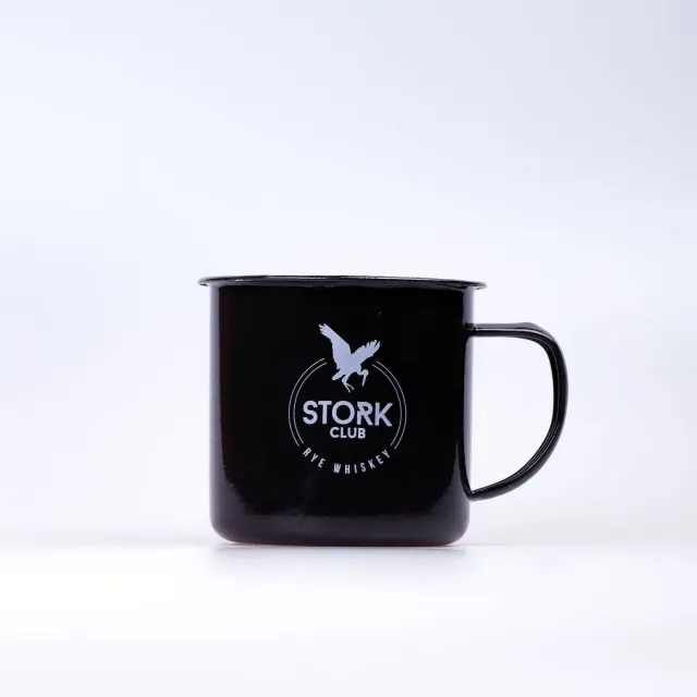 Stork Club emaille mok 350 ml zwart met logo