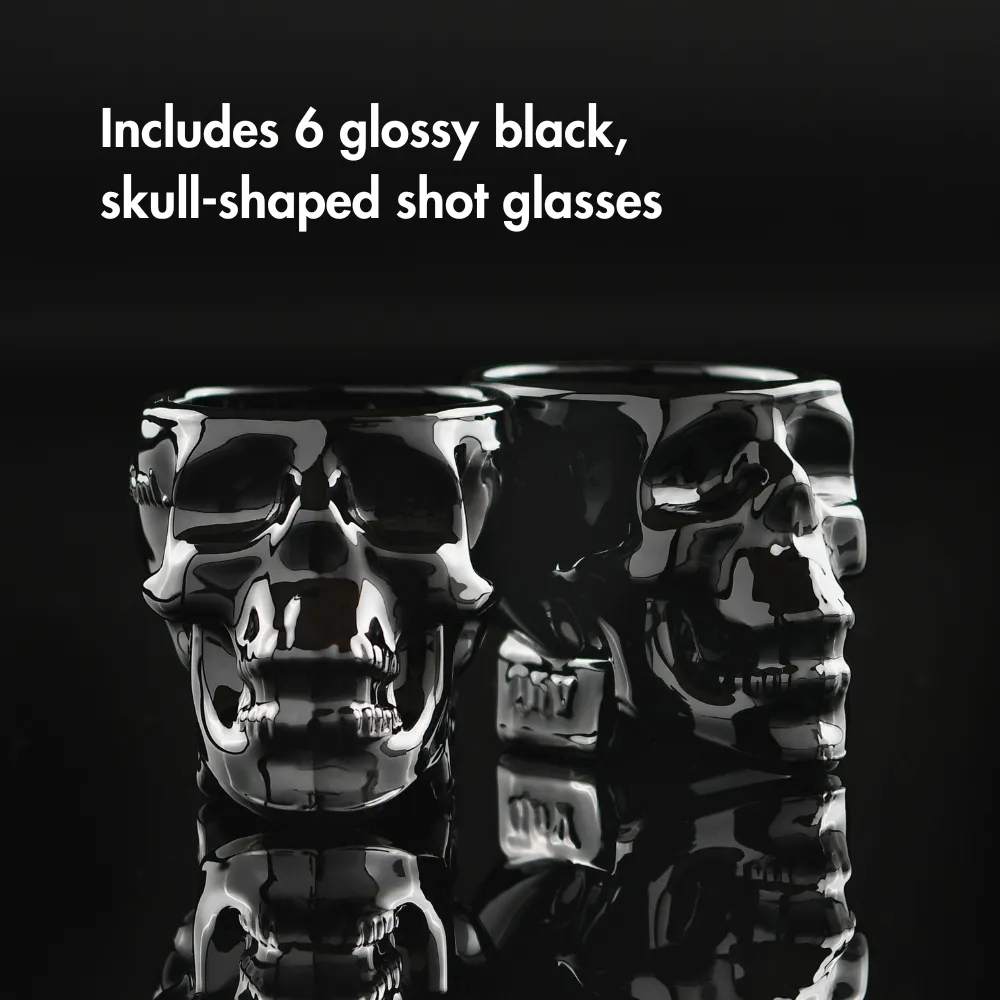 Crystal Head Onyx wodka 750 ml agave met 6 glaasjes zwart
