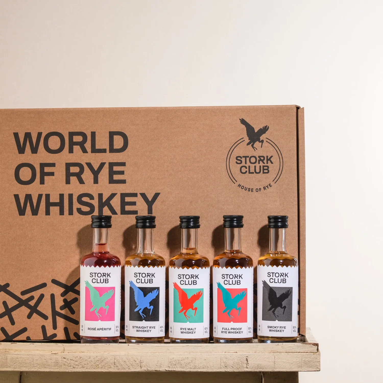 Stork Club World of Rye whisky proefset 5x5cl rokerig