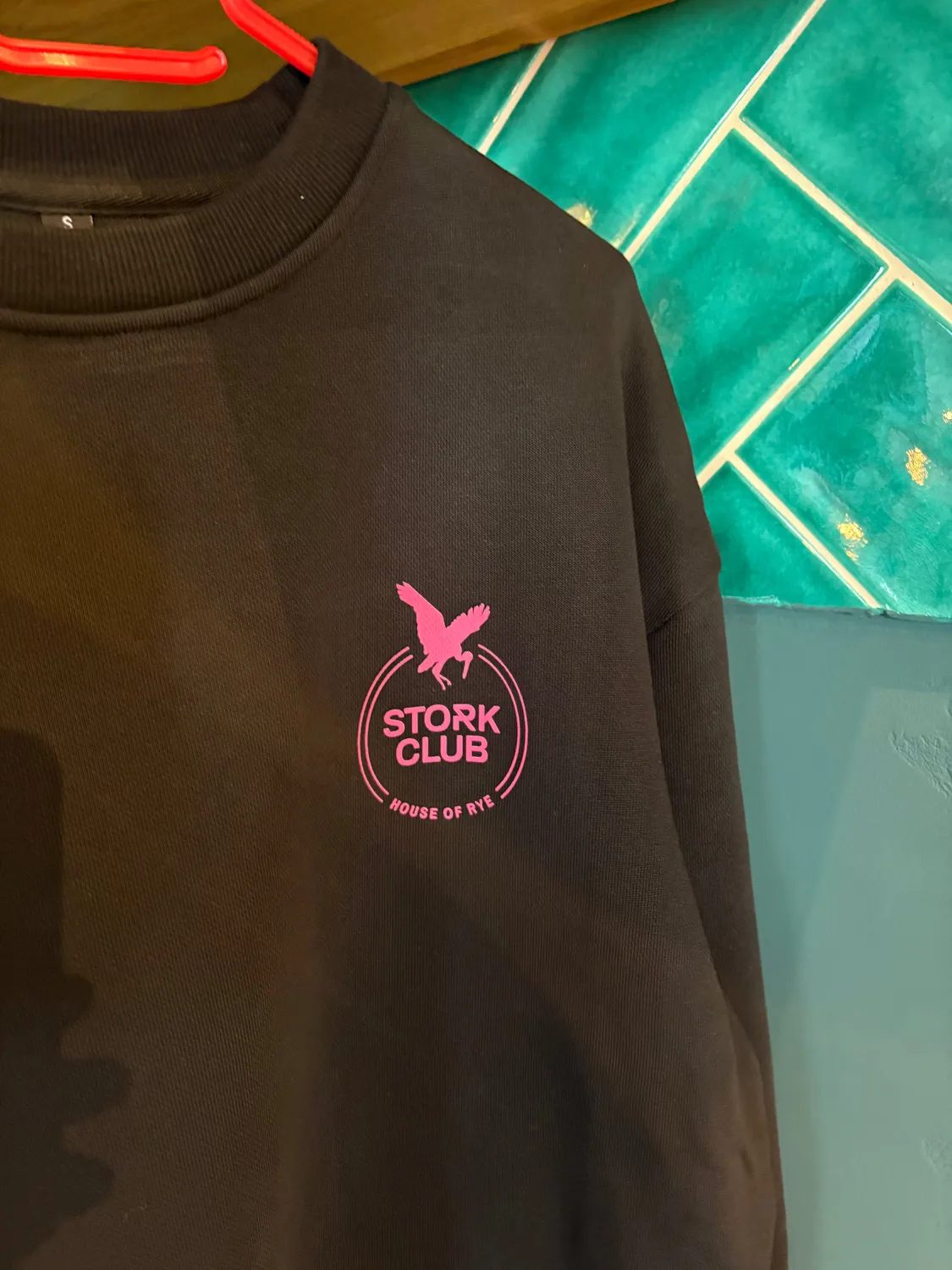 Stork Club sweater maat L zwart katoen zware kwaliteit