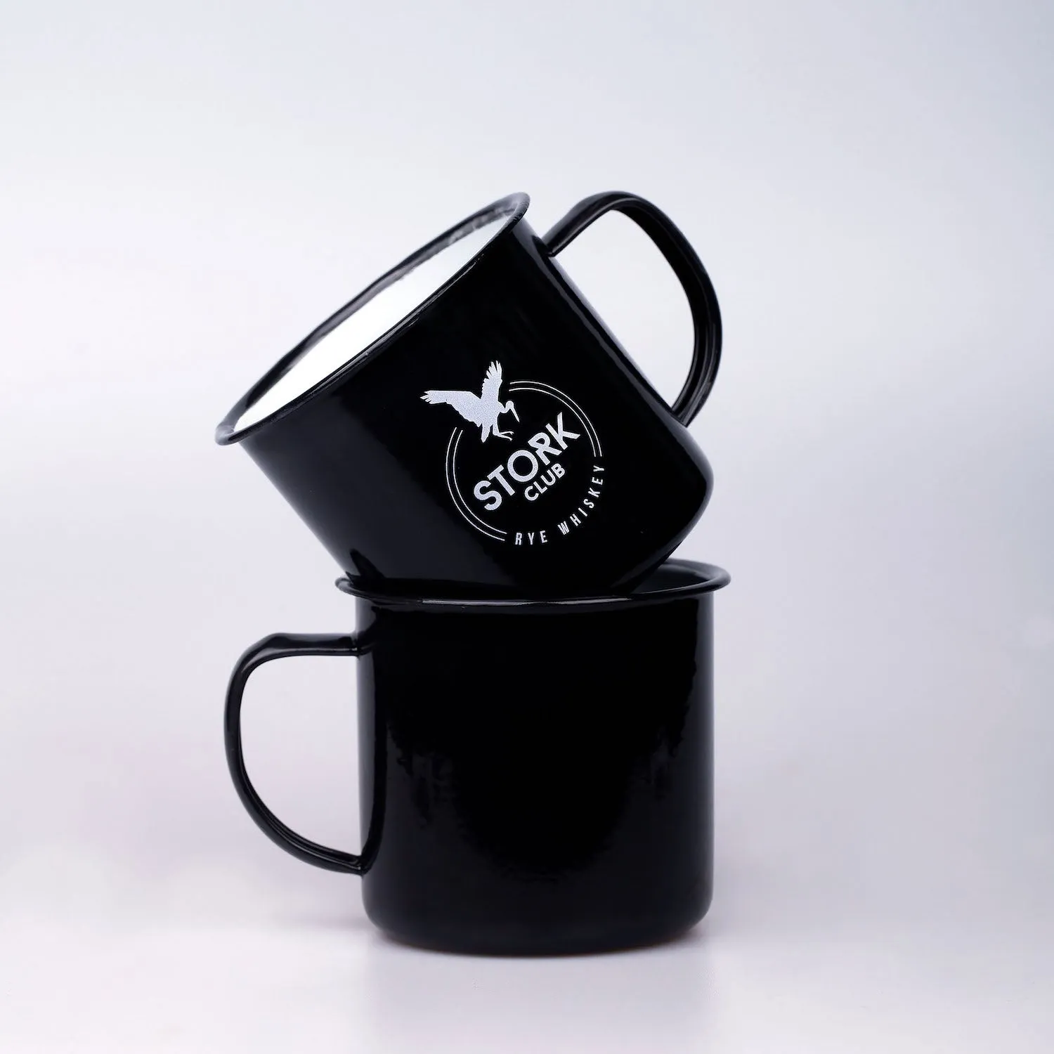 Stork Club emaille mok 350 ml zwart met logo