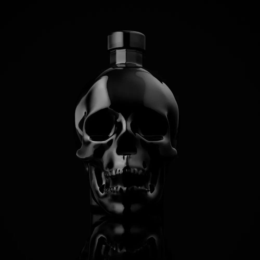 Crystal Head Onyx wodka 750 ml agave met 6 glaasjes zwart