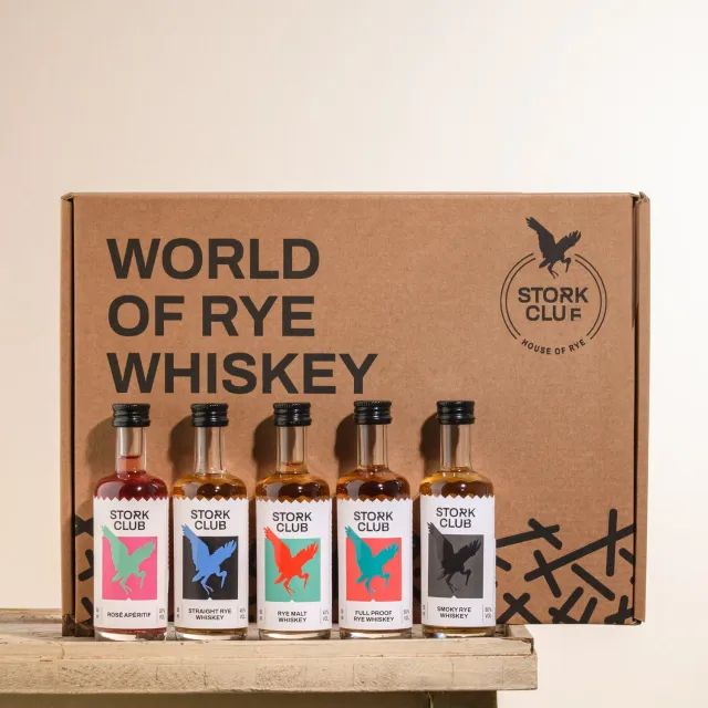 Stork Club World of Rye whisky proefset 5x5cl rokerig