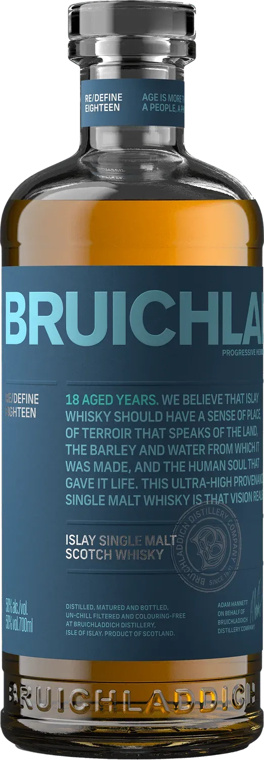 Bruichladdich Eighteen single malt whisky 70cl ongeturfd