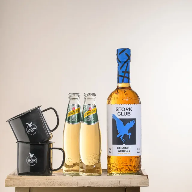 Stork Club Highball Box whisky cadeauset 70cl met mokken